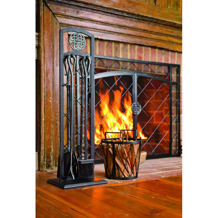 Plow & Hearth 4 Piece Steel Fireplace Tools Set & Reviews Wayfair